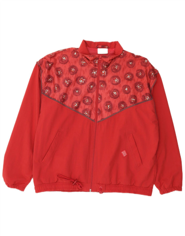 Adidas Damen-Trainingsanzug, übergroß, Jacke, Gr. 14, Größe L, Rot, Blumenmuster
