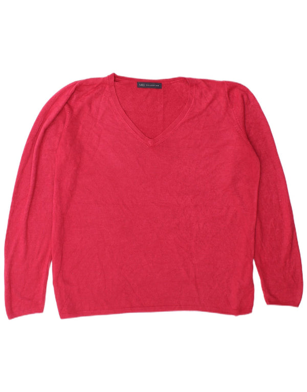 Marks & Spencer Damen-Pullover mit V-Ausschnitt, UK 20 2XL, rotes Acryl