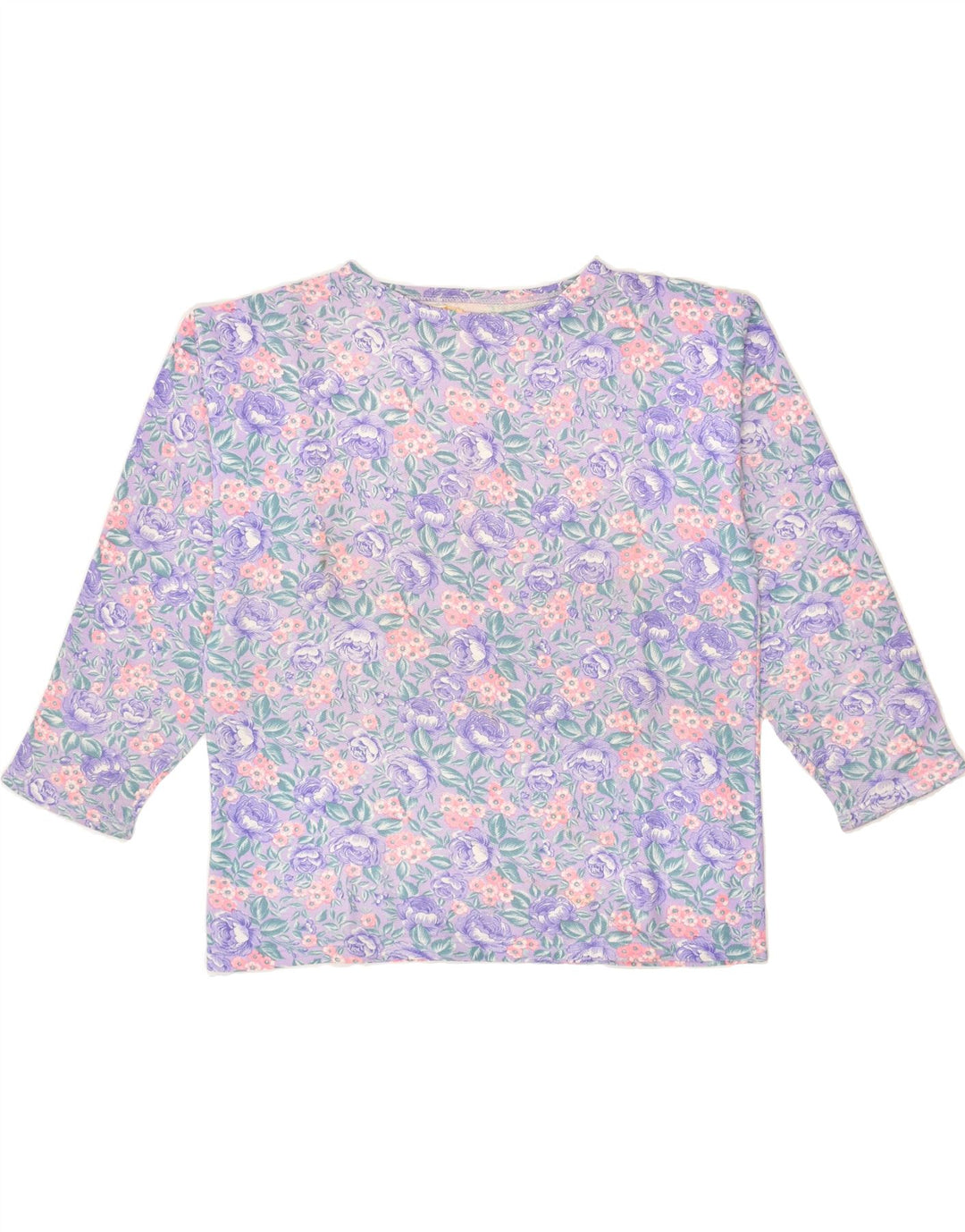 VINTAGE Womens Top Long Sleeve UK 18 XL Purple Floral | Vintage Vintage | Thrift | Second-Hand Vintage | Used Clothing | Messina Hembry 