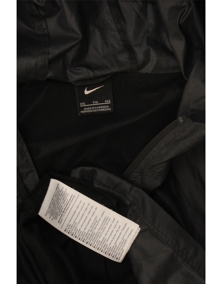 Nike Herren-Regenjacke mit Kapuze, UK 44, 2XL, schwarzes Polyester