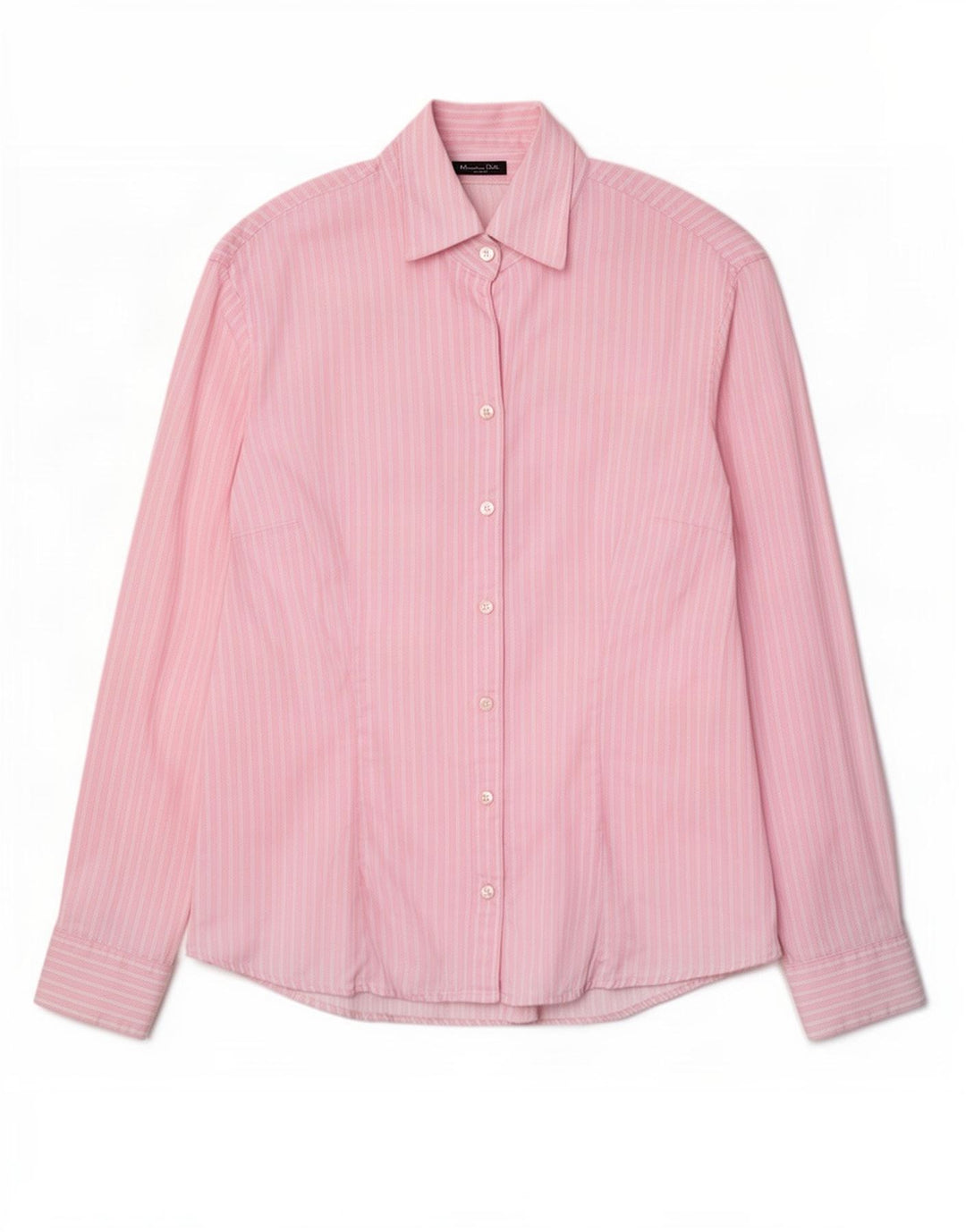 Massimo Dutti Damenhemd EU 42 Große rosa Nadelstreifen-Baumwolle