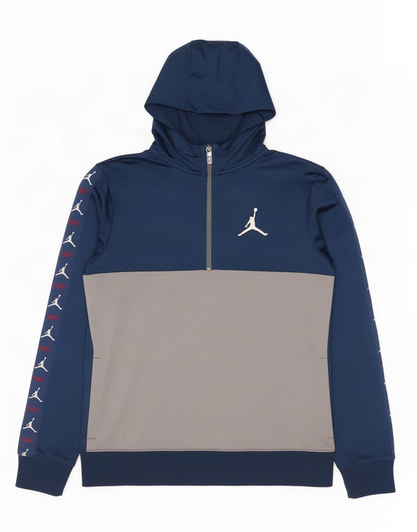 Jordan Jungen-Kapuzenpullover mit Reißverschluss, 13–14 Jahre, XL, Marineblau, Farbblock