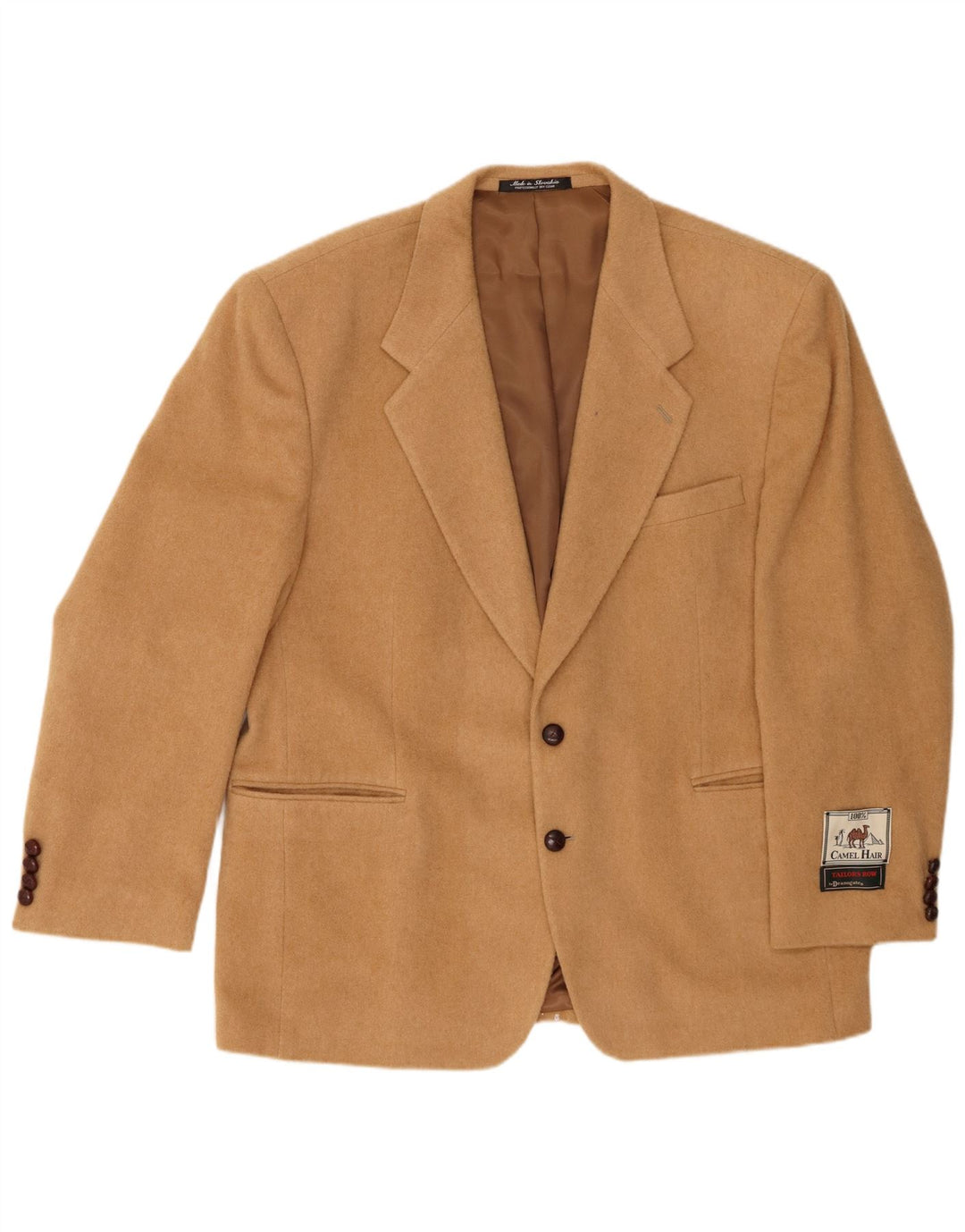 Deansgate Mens 2 Button Blazer Jacket UK 46 3XL Beige Camelhair
