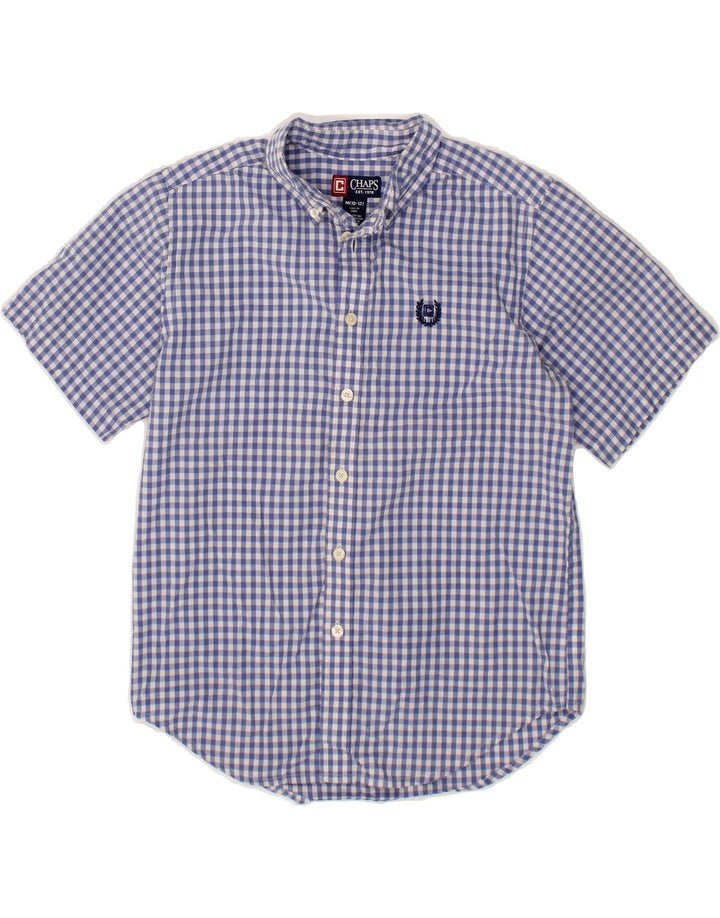 CHAPS Boys Short Sleeve Shirt 10-11 Years Medium  Blue Gingham Cotton Vintage Chaps and Second-Hand Chaps from Messina Hembry 