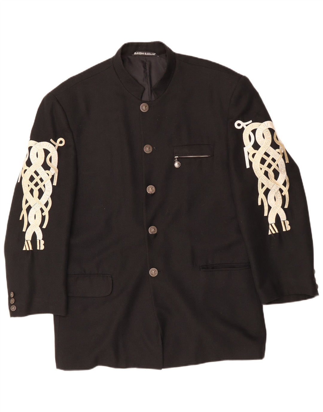 VINTAGE Herren 5-Knopf-Blazerjacke UK 40 Große schwarze Viskose