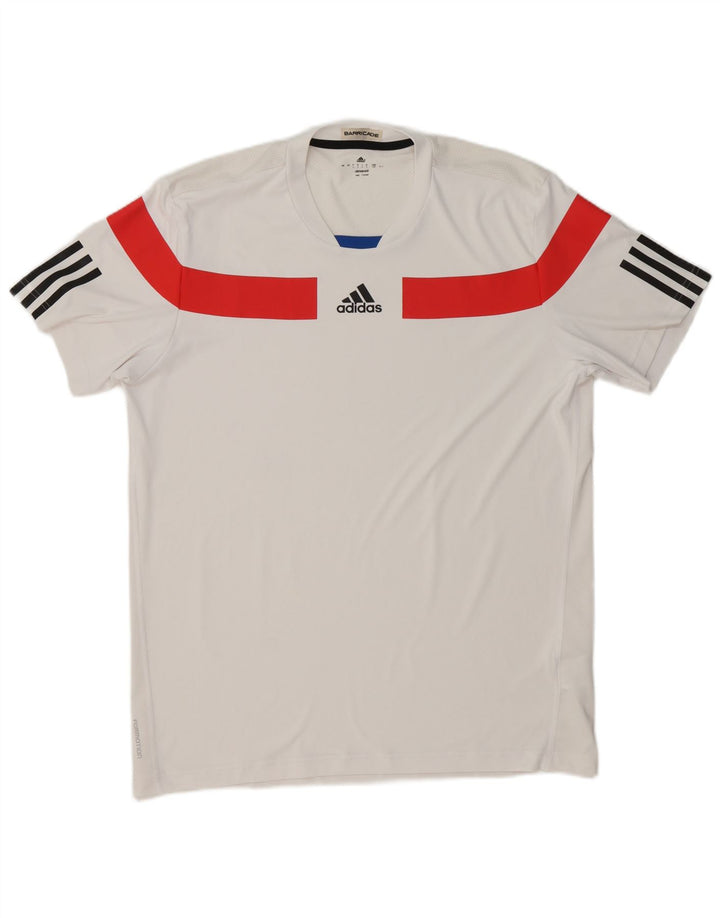 Adidas Herren Climacool Graphic T-Shirt Top Large Weiß Colourblock Polyester