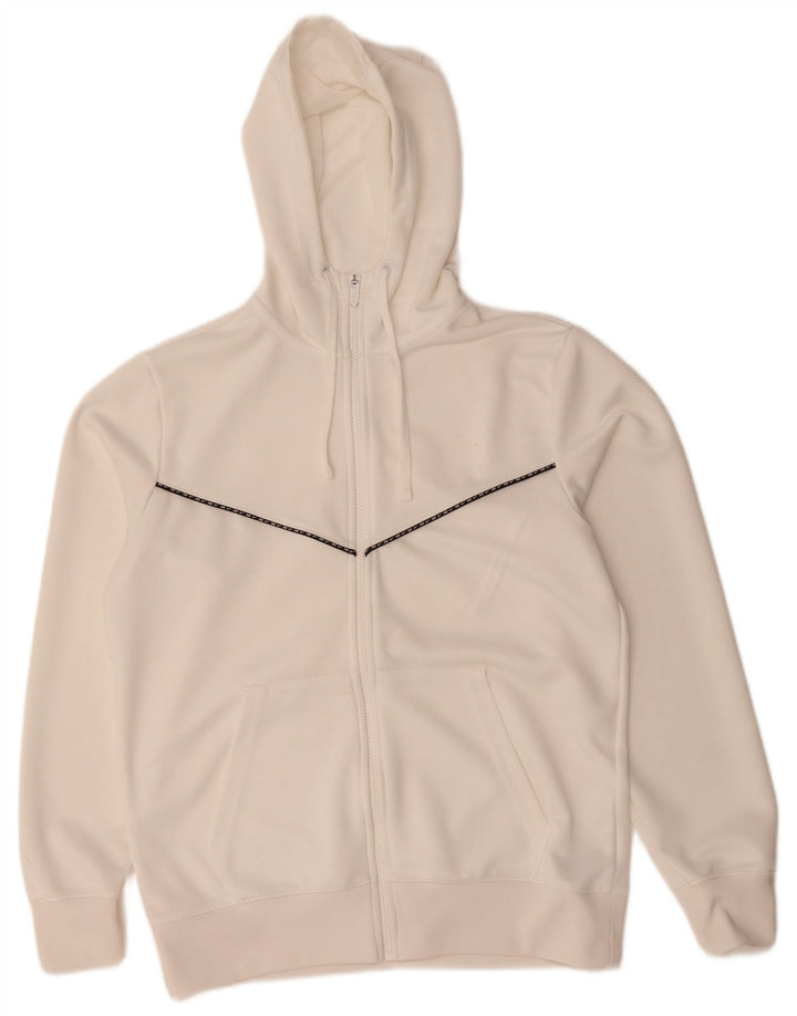 NIKE Mens Zip Hoodie Sweater Medium White Polyester