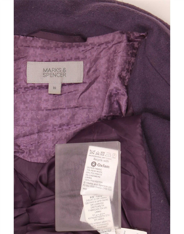 Marks & Spencer Damen Übergroßer Mantel UK 10 Small Lila Schurwolle