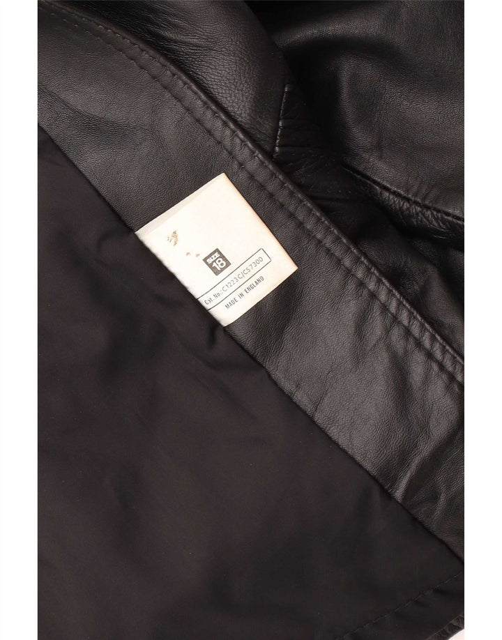 Vintage Damen Ledermantel UK 18 XL Schwarz
