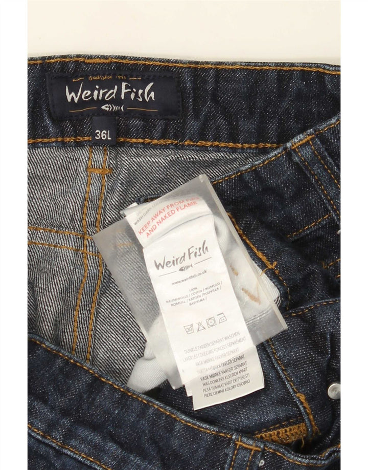 Weird Fish Damen Straight Jeans W36 L28 Marineblaue Baumwolle