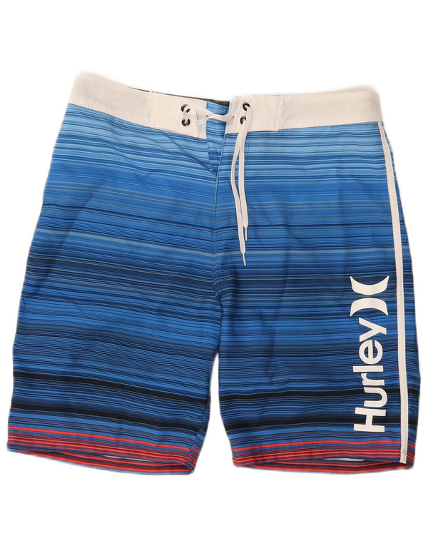 Hurley Herren-Badeshorts mit Grafik, mittelblaues Nadelstreifen-Polyester