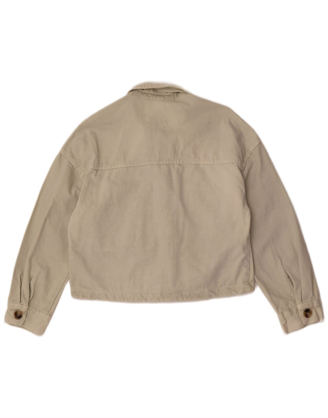 Zara Damen Crop Denim Jacke UK 10 Small Off White Cotton