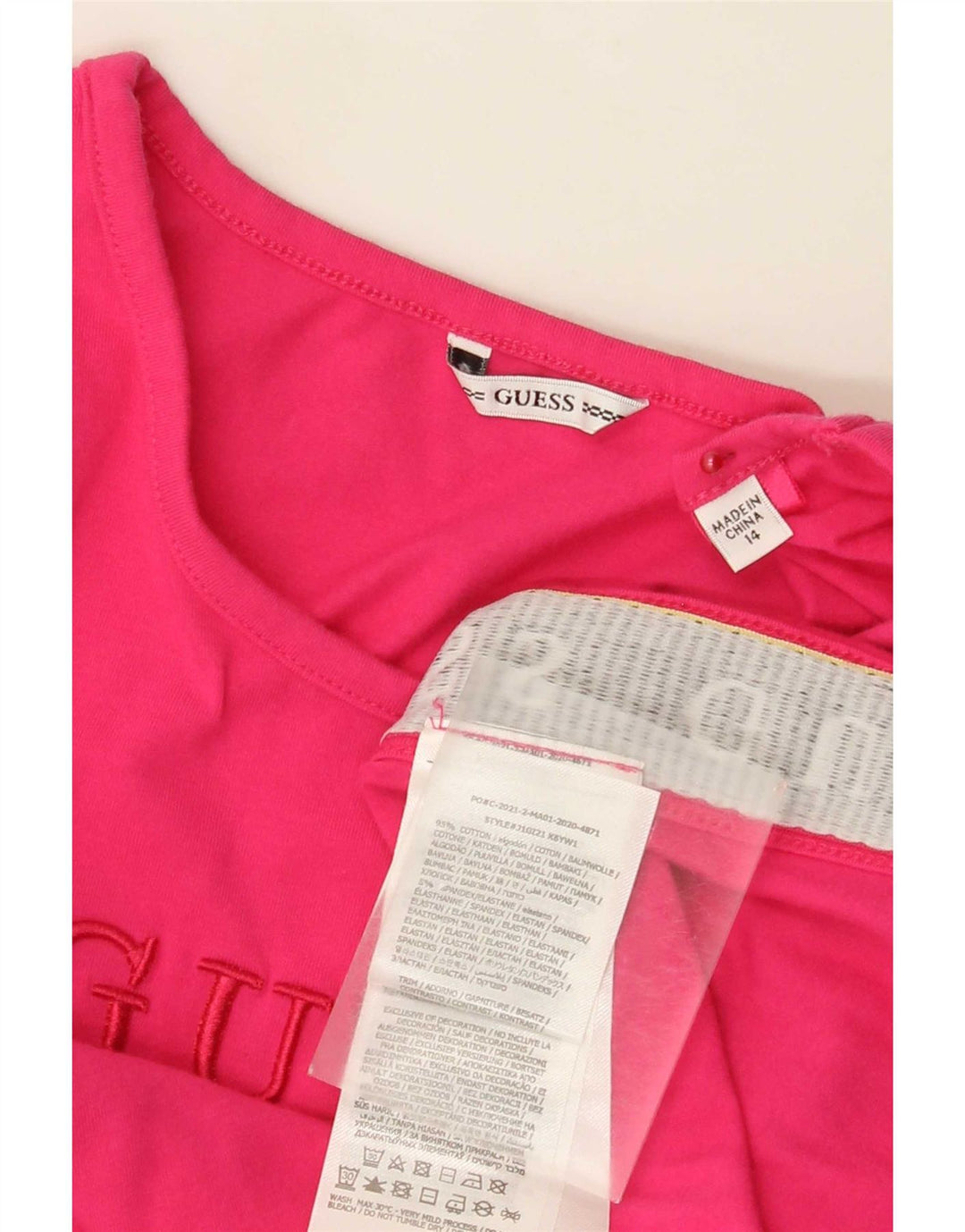 Guess Grafik-Trägershirt für Damen, UK 14, mittelrosa, Colourblock-Baumwolle