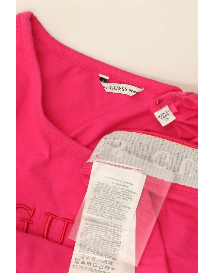 Guess Grafik-Trägershirt für Damen, UK 14, mittelrosa, Colourblock-Baumwolle