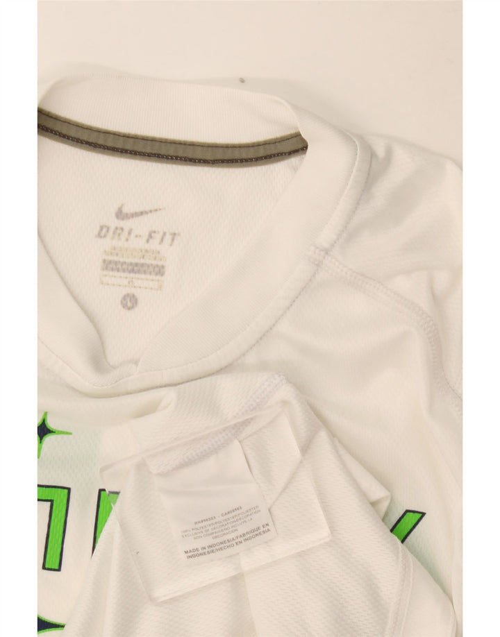 Nike Dri Fit Grafik-T-Shirt für Jungen, 12–13 Jahre, Größe L, Weiß, Polyester