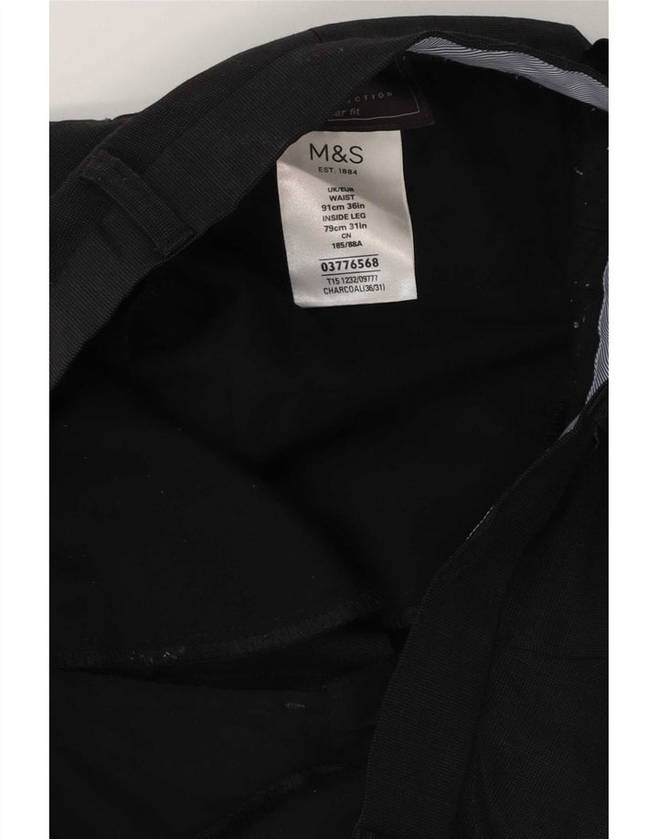 Marks & Spencer Herren-Anzughose in normaler Passform, W36, L31, graue Wolle