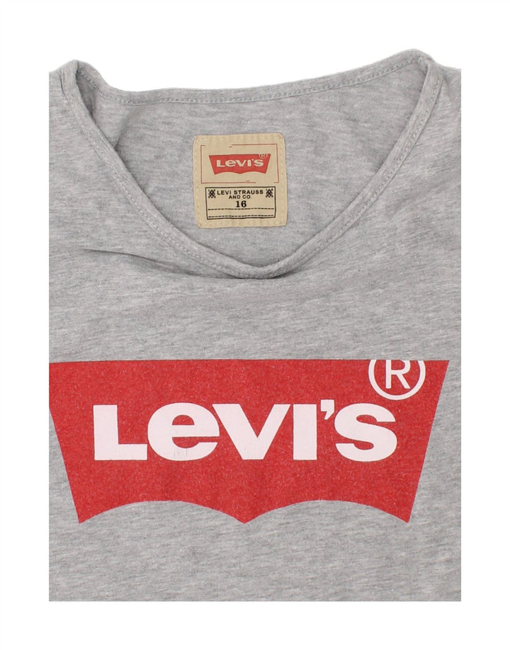 LEVI'S Girls Graphic T-Shirt Top 15-16 Years Grey Vintage Levi's and Second-Hand Levi's from Messina Hembry 