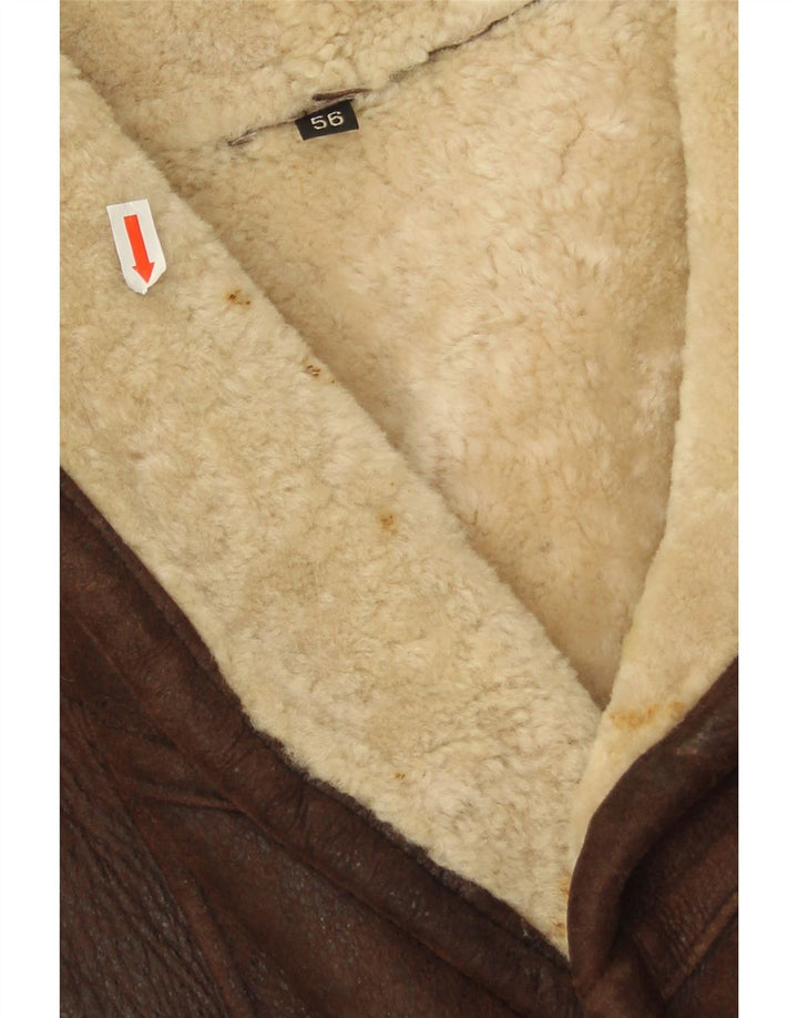 WESTBURY Herren Shearling Jacke IT 56 3XL Braunes Leder