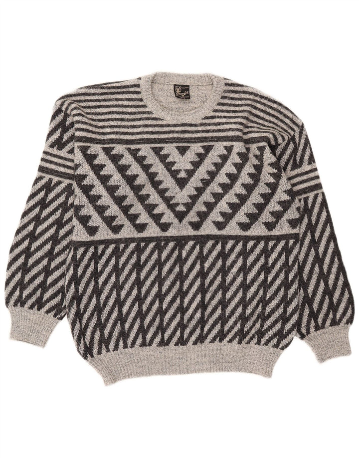 Mapier Herren-Pullover mit Rundhalsausschnitt, klein, grau, geometrisch