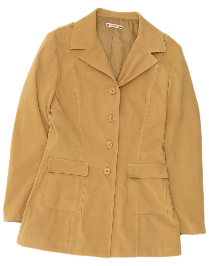 Specchio Damen-Blazerjacke mit 4 Knöpfen, UK 14, Größe L, Beige, Polyester