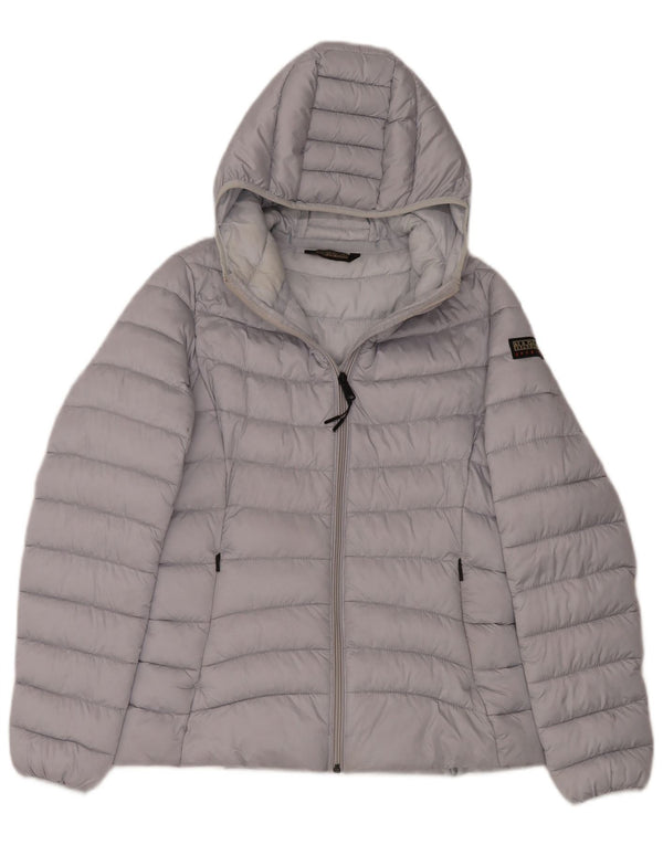 Napapijri Damen Geographic Hooded Wattierte Jacke UK 14 Mittelgrau