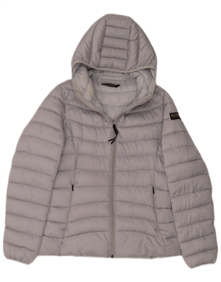 Napapijri Damen Geographic Hooded Wattierte Jacke UK 14 Mittelgrau