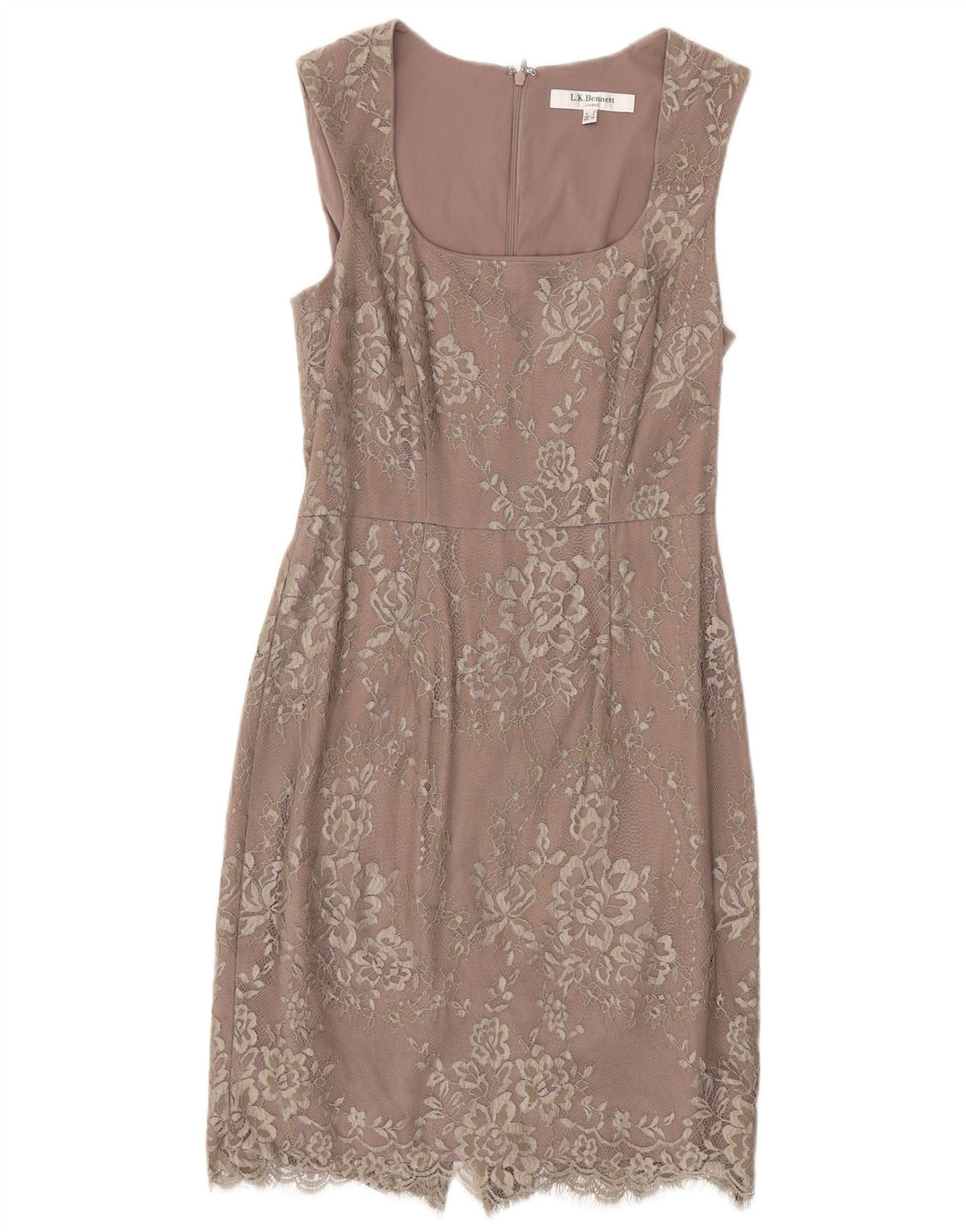 L.K. BENNETT Ärmelloses Damen-Etuikleid, Gr. 8, klein, lila, geblümtes Nylon