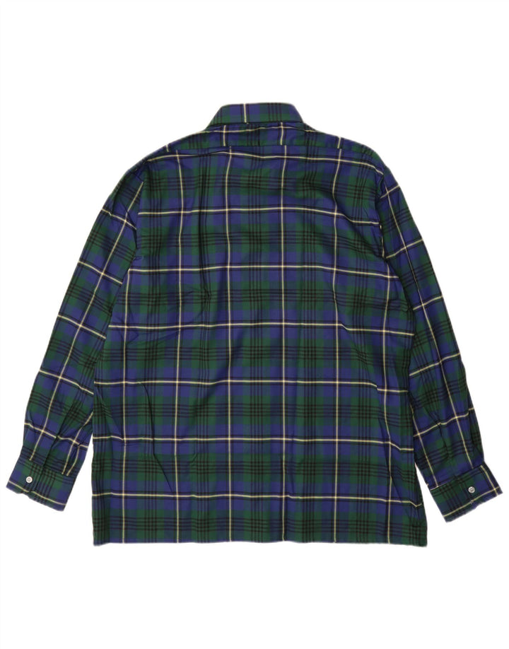 Vintage Herren Flanellhemd Größe 43 XL Blau kariertes Polyester