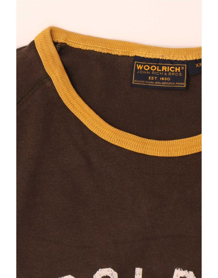 Woolrich Herren-Grafik-Oberteil, langärmelig, 2XL, braune Baumwolle