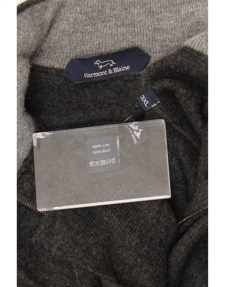 Harmont & Blaine Herren-Pullover mit Reißverschluss am Hals, 3XL, graue Wolle