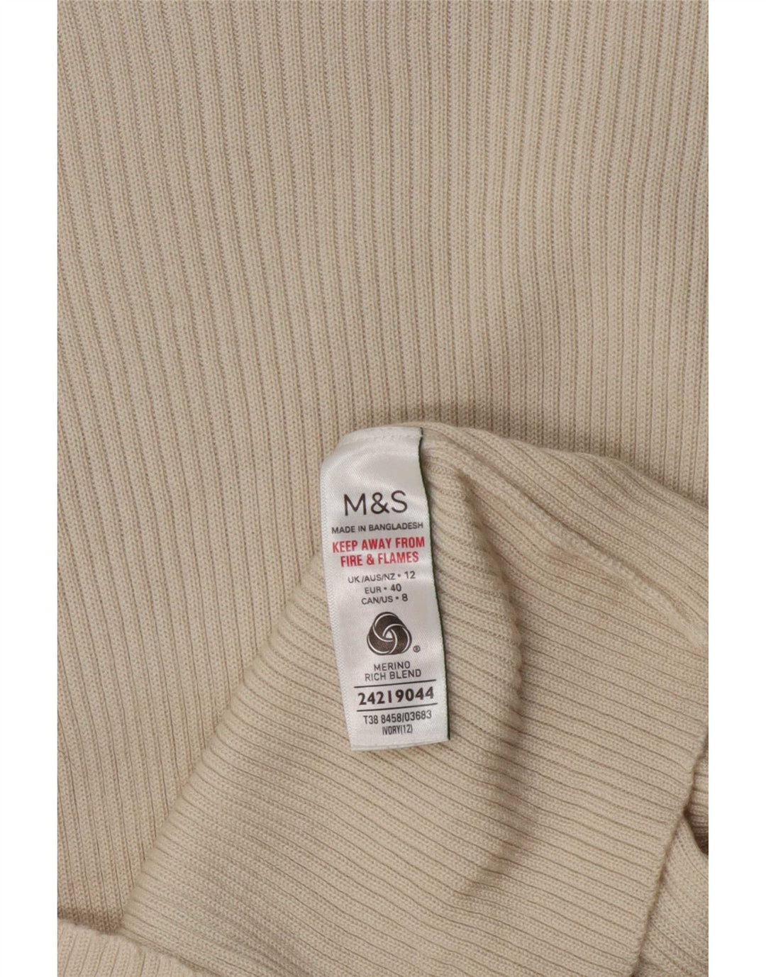 Marks & Spencer Rollkragenpullover für Damen, UK 12, mittelbeige Wolle