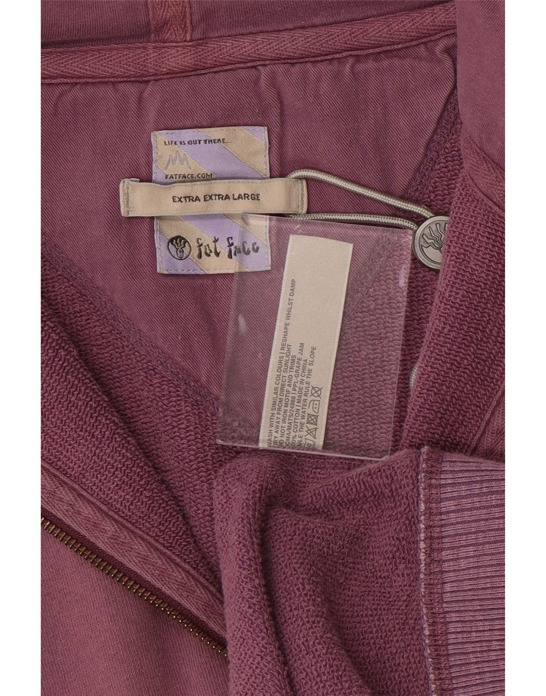 FAT FACE Herren-Kapuzenpullover mit Reißverschluss, 2XL, lila Baumwolle