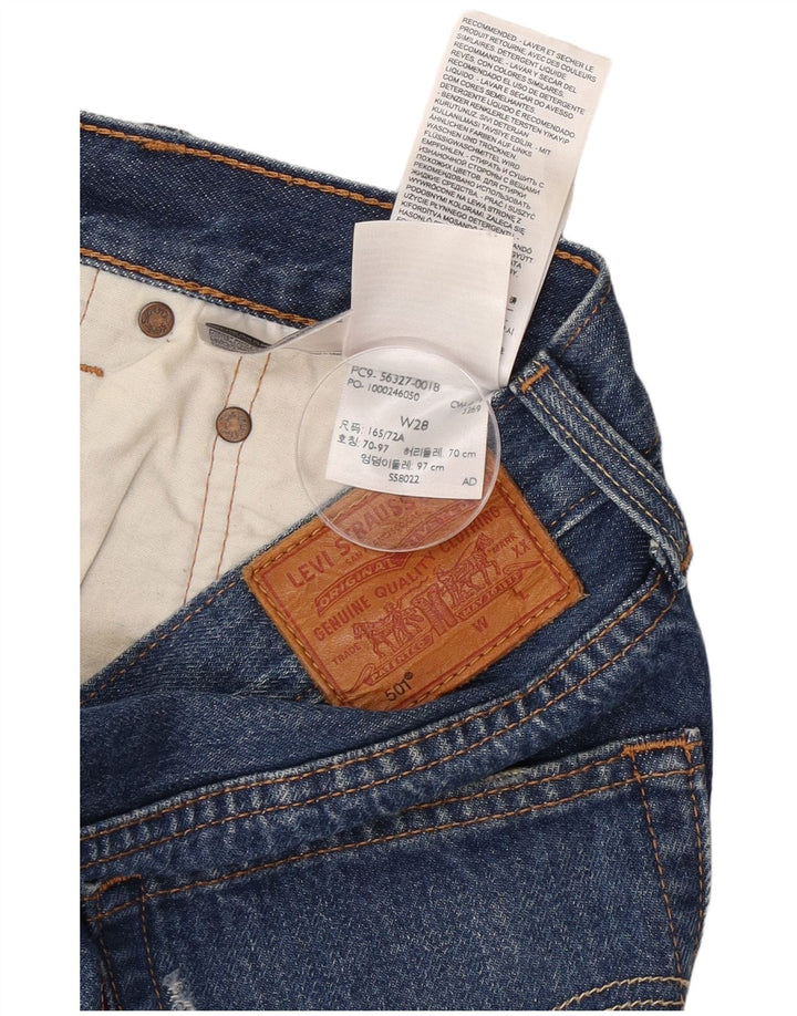 Levi's Damen 501 Distressed Denim Shorts W28 Mittelblaue Baumwolle