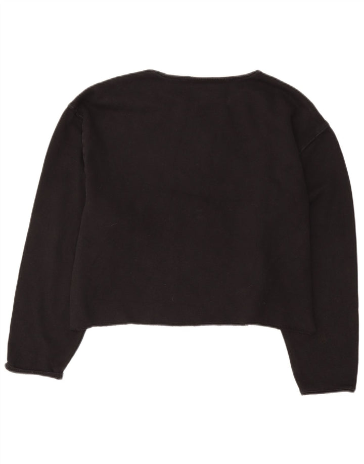 Fila Damen Crop Graphic Sweatshirt Pullover UK 16 Large Schwarz