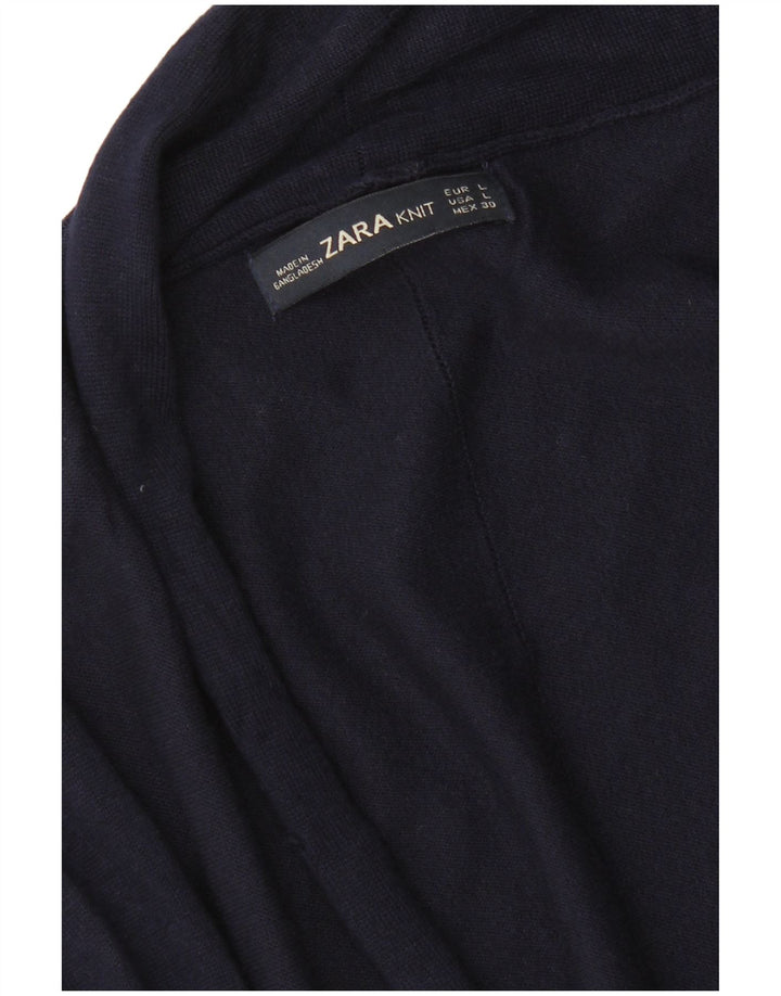Offener Strickjackenpullover für Damen von Zara, UK 14, Größe L, Marineblau