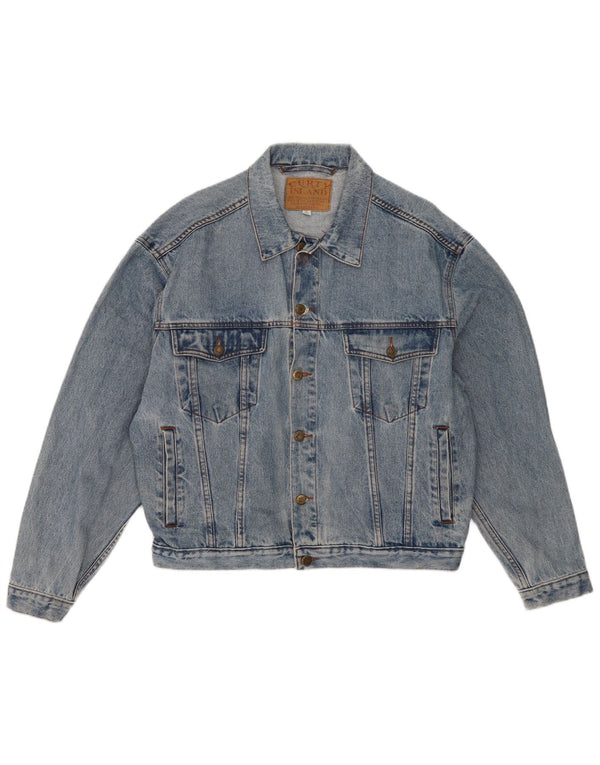 Vintage Herren Jeansjacke UK 40 Große blaue Baumwolle