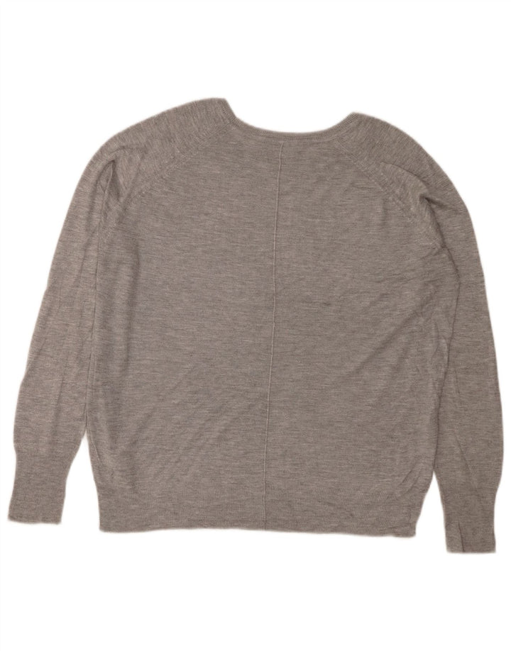 ZARA Damen-Pullover mit U-Boot-Ausschnitt, Gr. 14, mittelgrau gefleckte Viskose