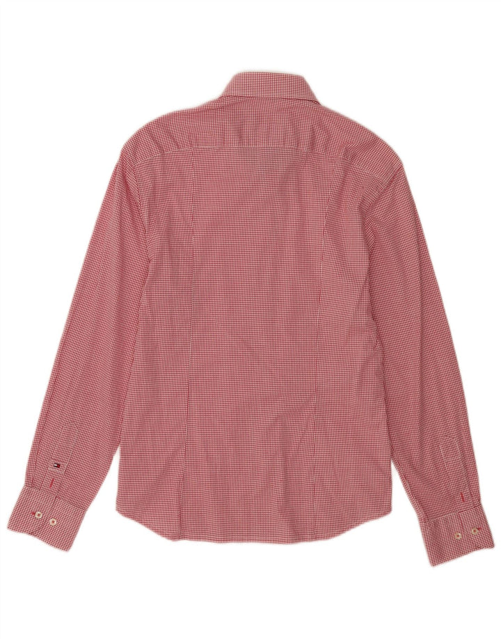 Tommy Hilfiger Herren-Hemd mit normaler Passform, Größe 38 15, mittelroter Gingham-Karo