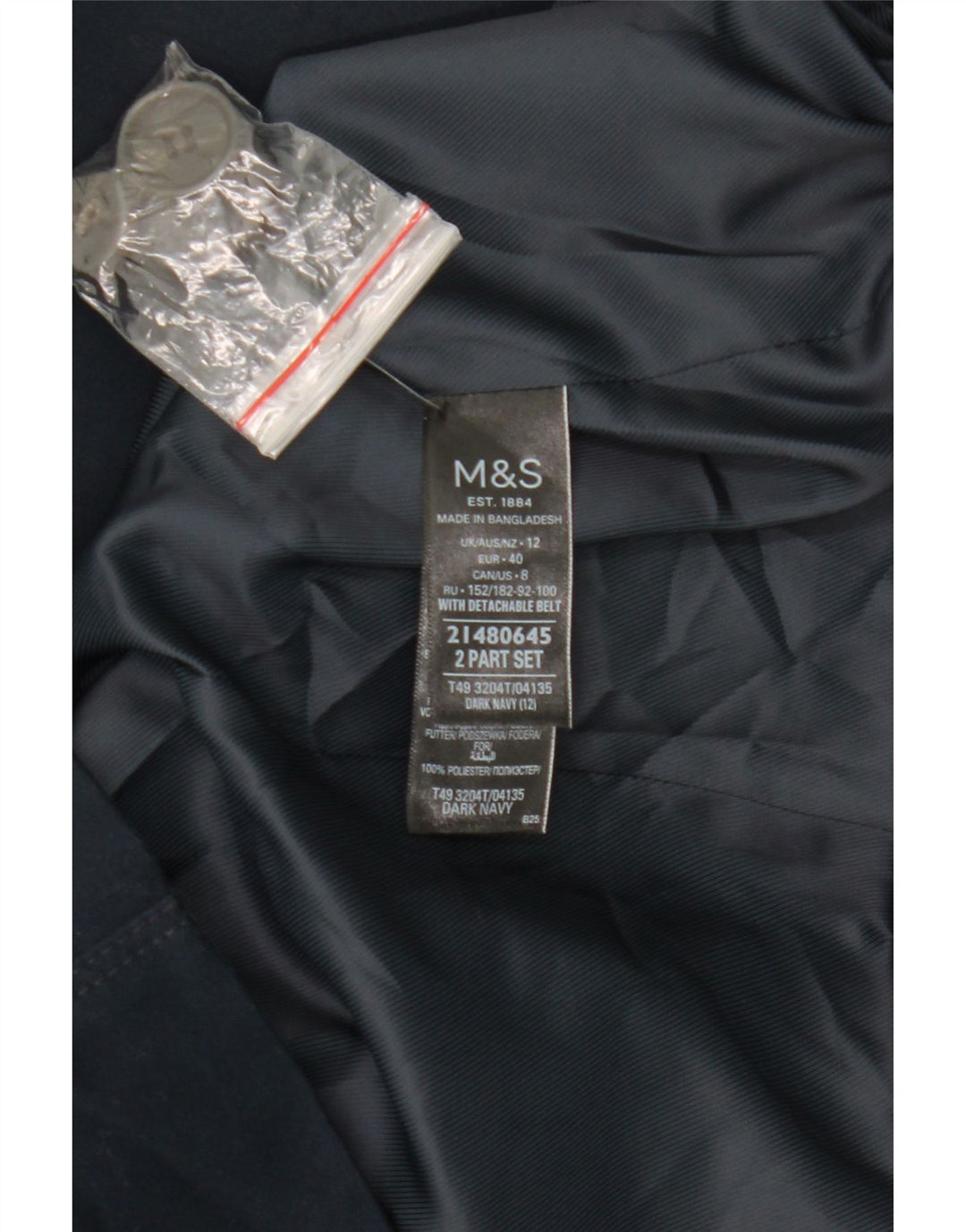 Marks & Spencer Damen Trenchcoat UK 12 Medium Marineblau Baumwolle