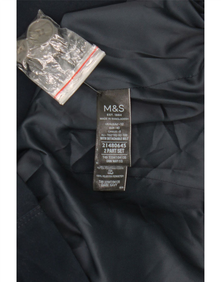 Marks & Spencer Damen Trenchcoat UK 12 Medium Marineblau Baumwolle