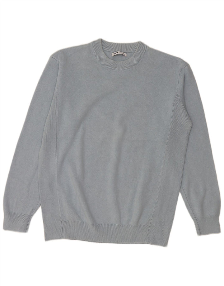 Zara Herren-Pullover mit Rundhalsausschnitt, Größe S, Blau
