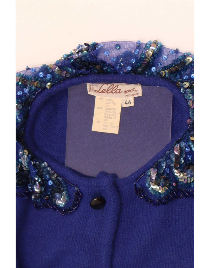 Vintage Damen Cardigan Pullover IT 44 Mittelblaue Wolle