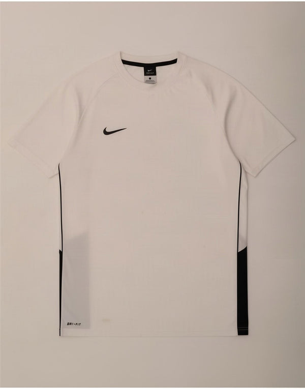 Nike Herren Dri Fit T-Shirt Top UK 42/44 Large Weiß Colourblock Polyester