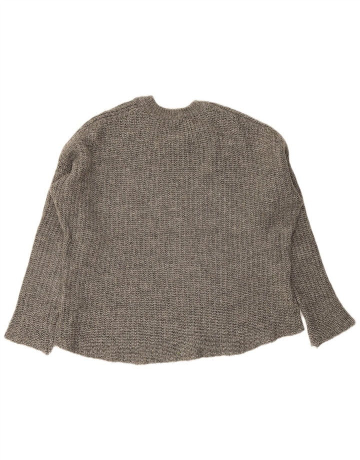 Zara Damen-Pullover, übergroß, Rundhalsausschnitt, Gr. 14, Mittelgrau