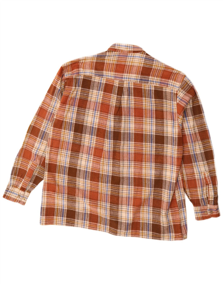 Cajun Herren-Flanellhemd, Größe 42, groß, braun kariert, Baumwolle