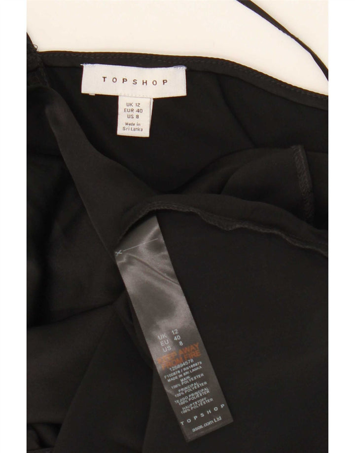 Topshop Damen Asymmetrisches One-Shoulder-Top UK 12 Medium Schwarz Polyester