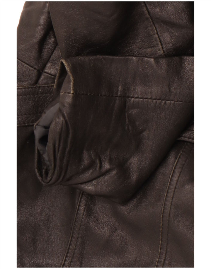 VINTAGE Damen Ledermantel IT 40 Small Schwarz