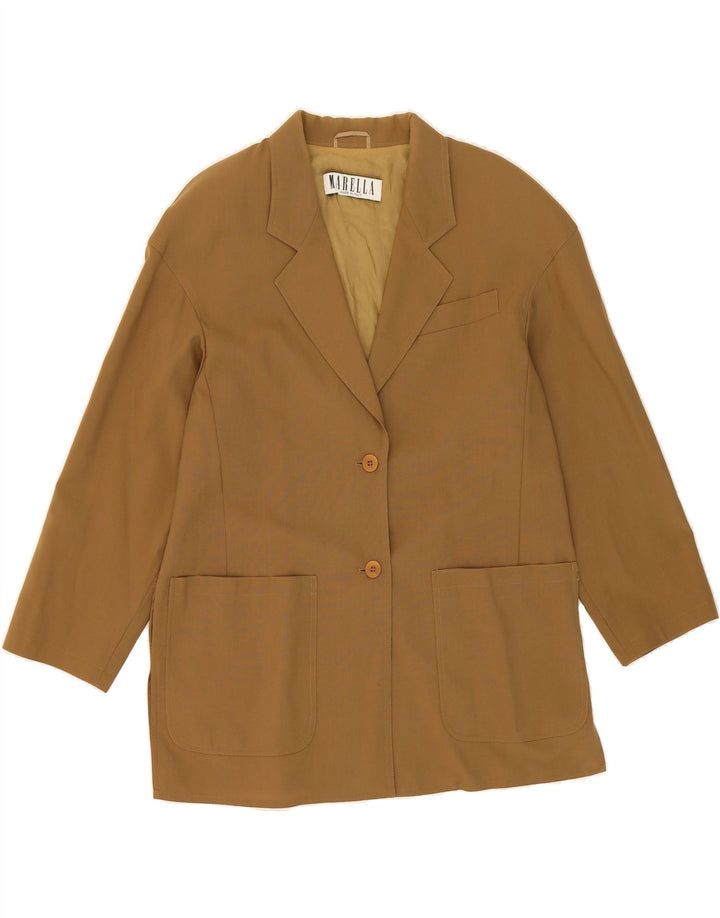 MARELLA Womens 2 Button Blazer Jacket UK 16 Large Khaki New Wool Vintage Marella and Second-Hand Marella from Messina Hembry 