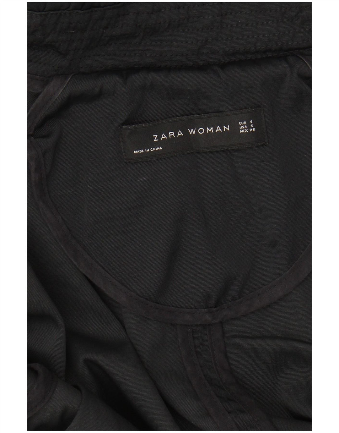 ZARA Damen-Parka mit Kapuze, übergroß, Gr. 10, Schwarz