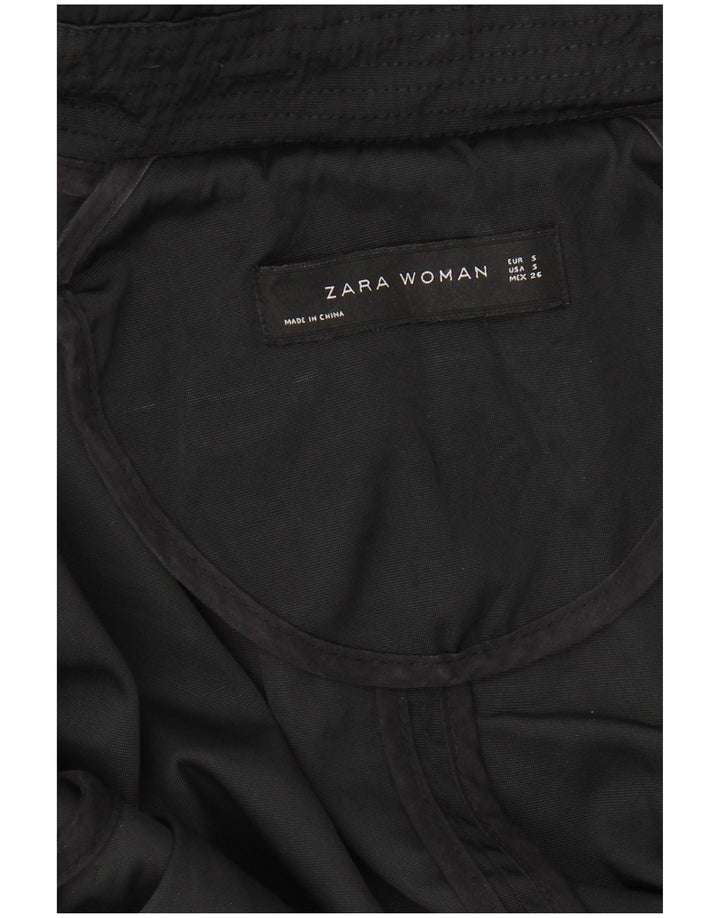 ZARA Damen-Parka mit Kapuze, übergroß, Gr. 10, Schwarz